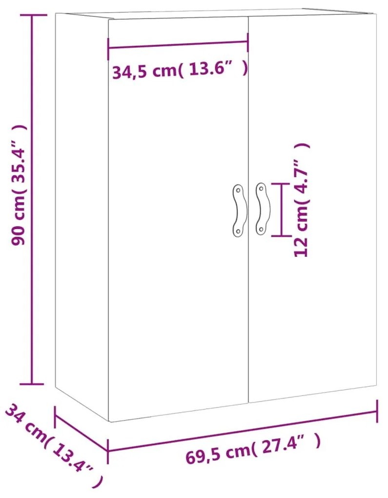 Ντουλάπι Επιτοίχιο Γκρι Σκυροδέματος 69,5 x 34 x 90 εκ. - Γκρι