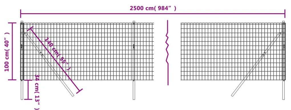 vidaXL Συρματόπλεγμα Περίφραξης Πράσινο 1x25 μ. Γαλβανισμένο Ατσάλι