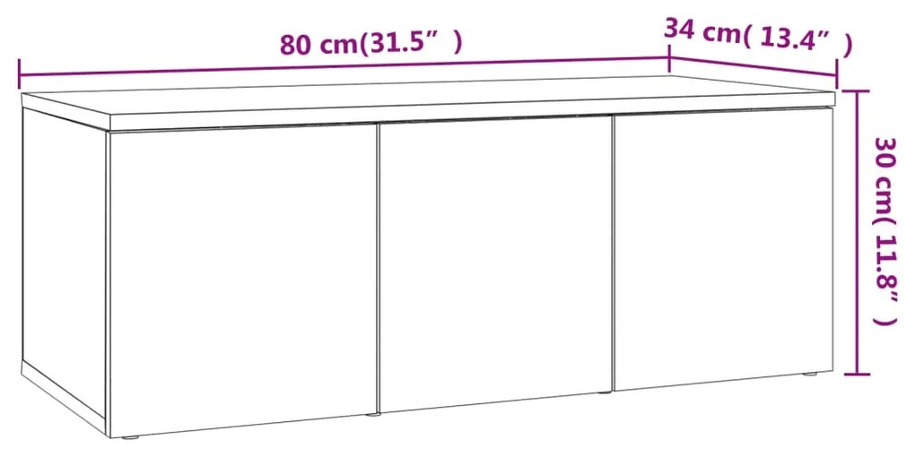 Έπιπλο Τηλεόρασης Καφέ Δρυς 80 x 34 x 30 εκ. Επεξ. Ξύλο - Καφέ