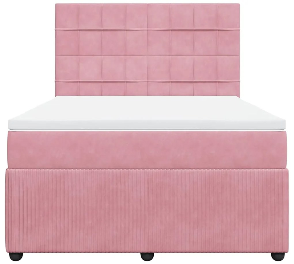 vidaXL Κρεβάτι Boxspring με Στρώμα Ροζ 160x200 εκ. Βελούδινο