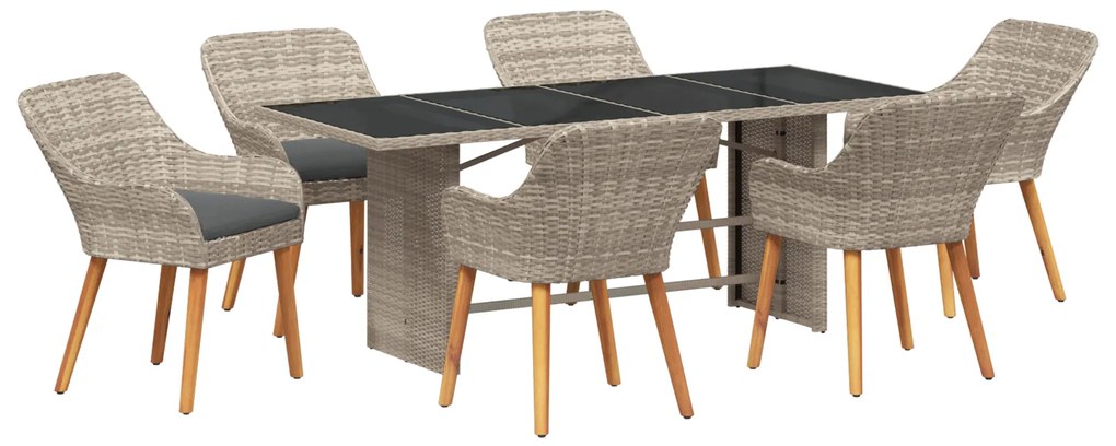 vidaXL Σετ Εξωτερικής Τραπέζης 7 pcs Ανοιχτό γκρι 190 x 80 x 74 εκ