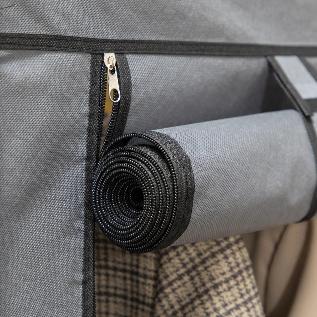 Ντουλάπα από ύφασμα HOMCOM, λύση αποθήκευσης, 8 ράφια, 2 ράβδοι ρούχων, σκούρο γκρι