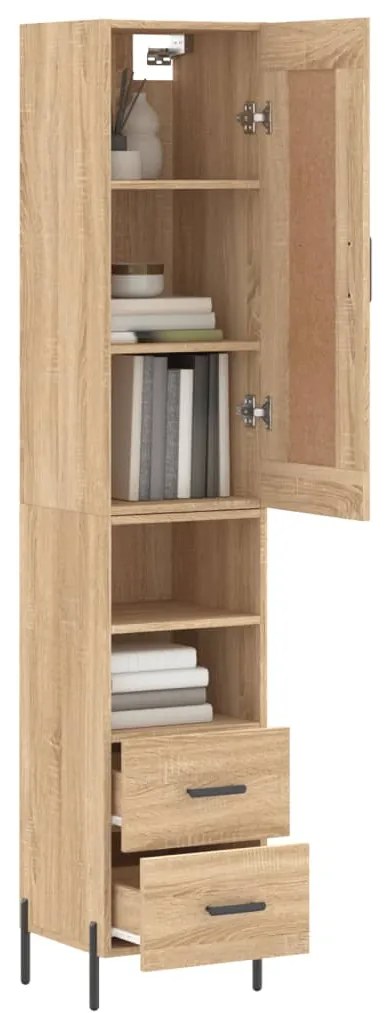 vidaXL Μπουφές Sonoma δρυς 34,5 x 34 x 180 εκ. από Επεξεργασμένο Ξύλο