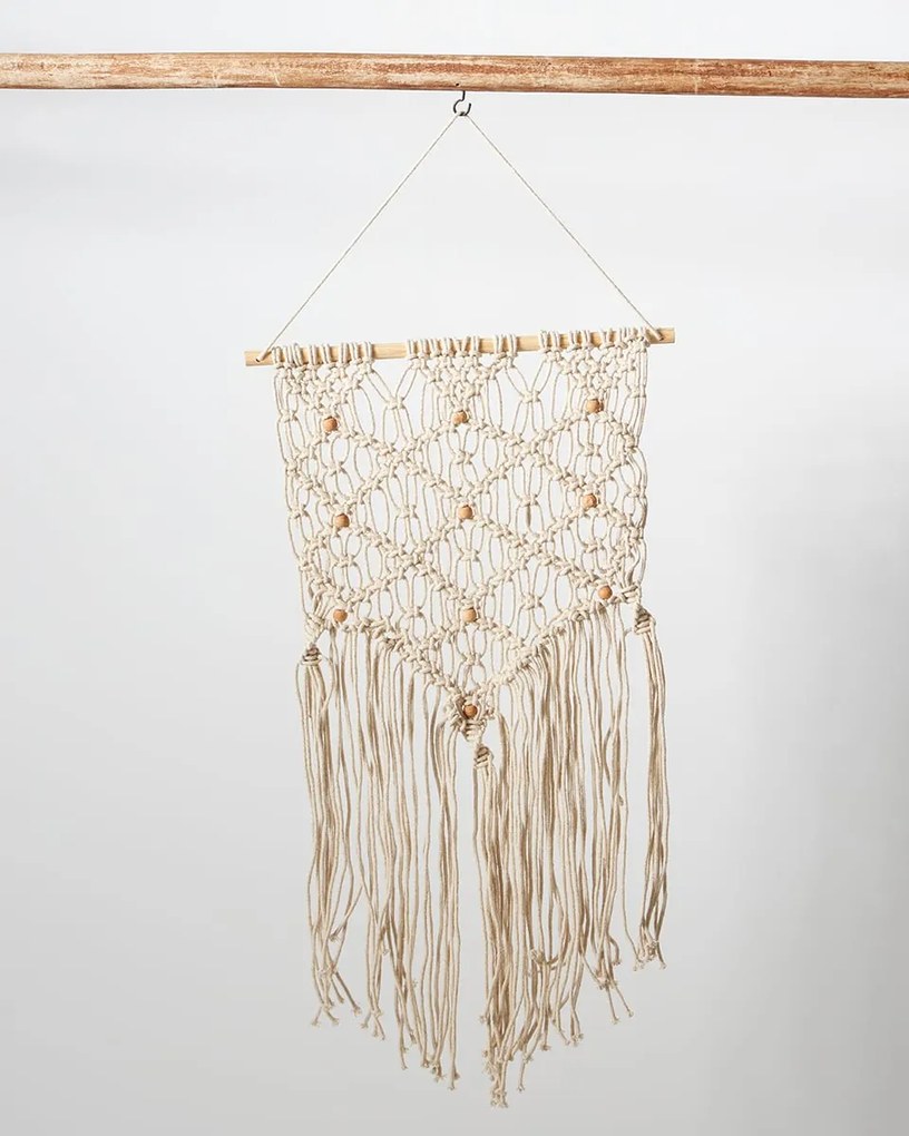 Boho Διακοσμητικό Τοίχου Macrame 3 Πλεξούδες Anusha 40x70cm 40x70cm Εκρού