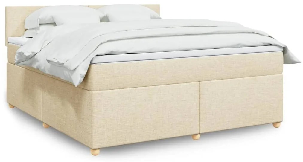 ΚΡΕΒΑΤΙ BOXSPRING ΜΕ ΣΤΡΩΜΑ ΚΡΕΜ 180X200 ΕΚ. ΥΦΑΣΜΑΤΙΝΟ 3289057