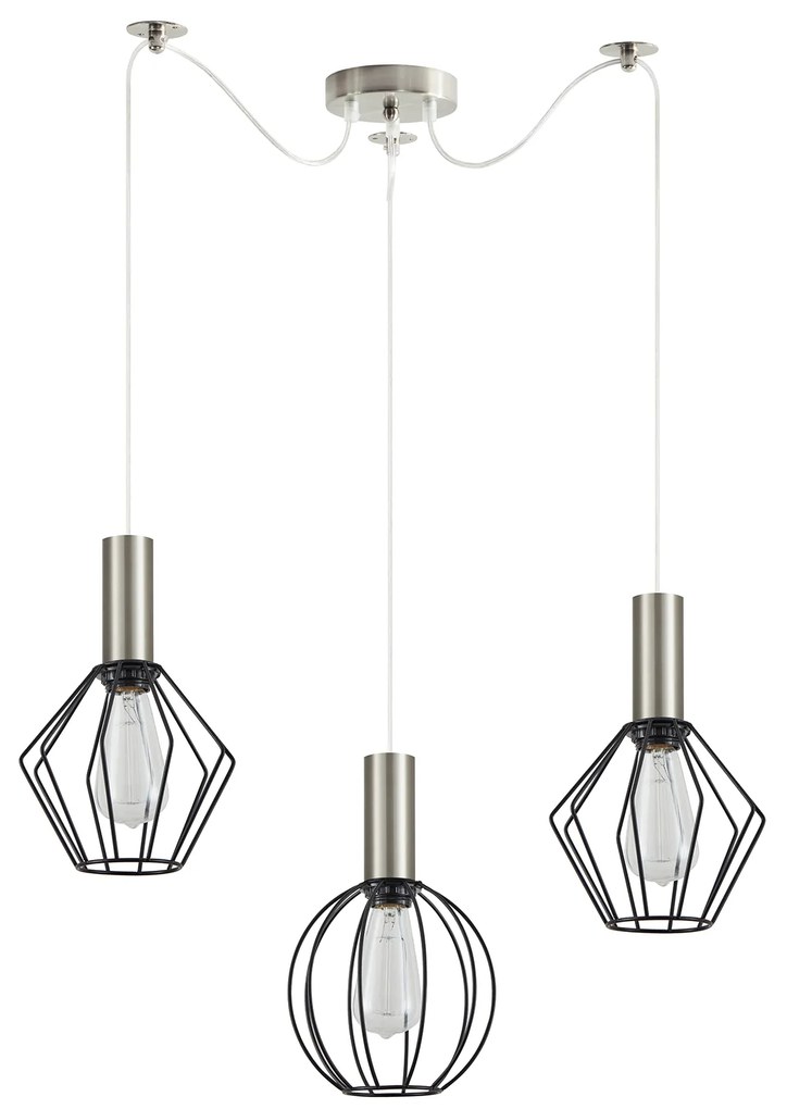 SE21-NM-4-BL3-GR12 ADEPT FLEX Nickel Matt Pendant Black Metal Grid+ HOMELIGHTING 77-8924