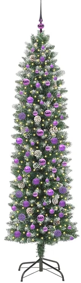 vidaXL Τεχνητό Λεπτό Χριστουγεννιάτικο Δέντρο Πράσινο και Λευκό 210 cm