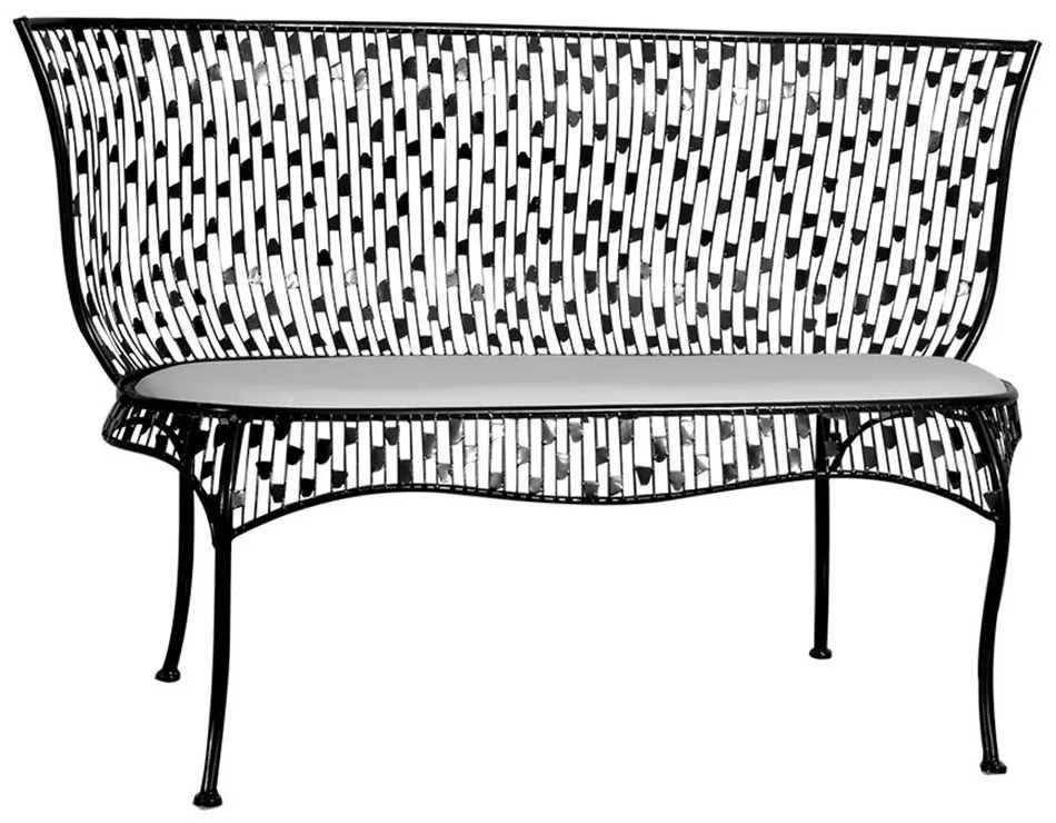 Καναπές-Σκαμπό Διθέσιος Royalty JRD1375 113x44x48cm Black-White