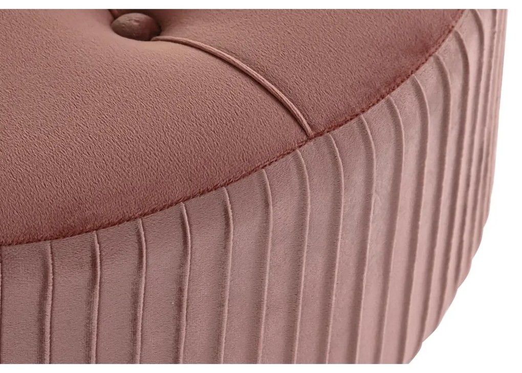 Υποπόδια DKD Home Decor Φυσικό Ξύλο Βελούδο Ανοιχτό Ροζ (61 x 61 x 38 cm)