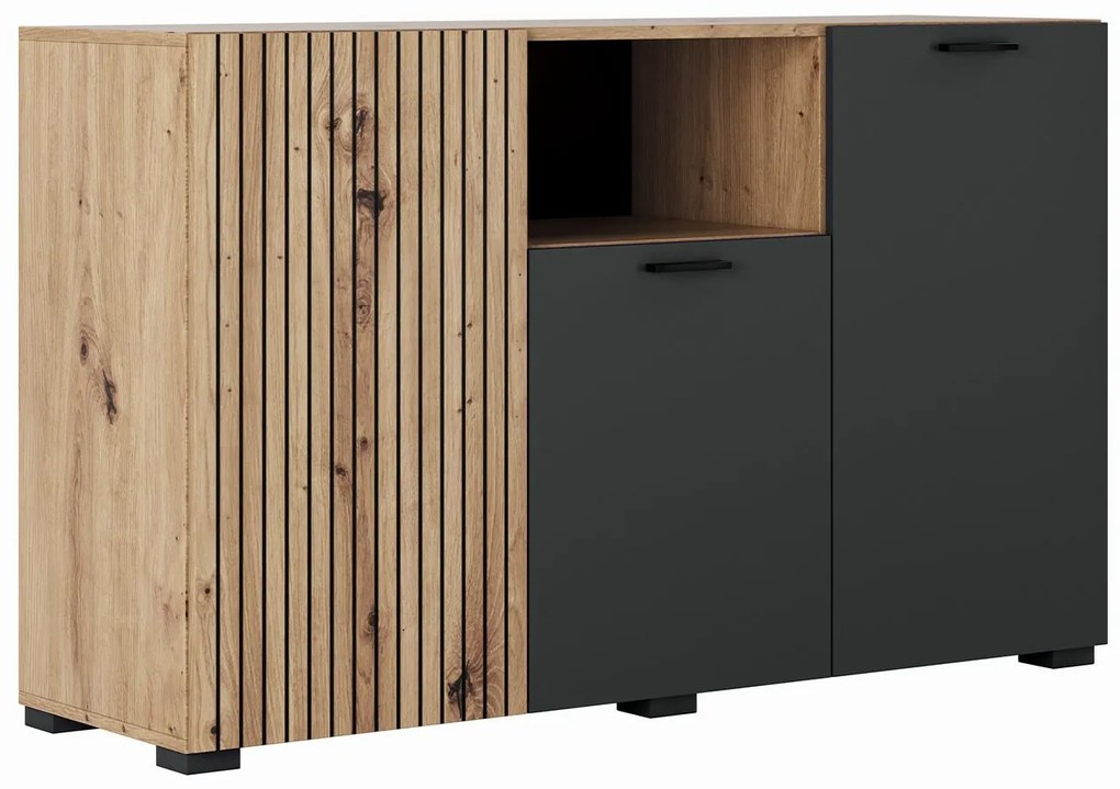 Μπουφές DENVER με 3 ντουλάπια Artizan Oak/Ανθρακί 135x42x83cm