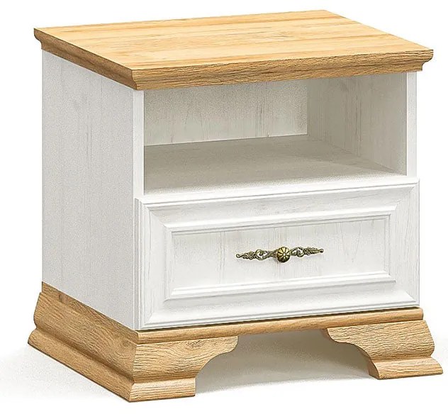 Κομοδίνο Jaden pakoworld golden oak-λευκό antique 49x41x47εκ