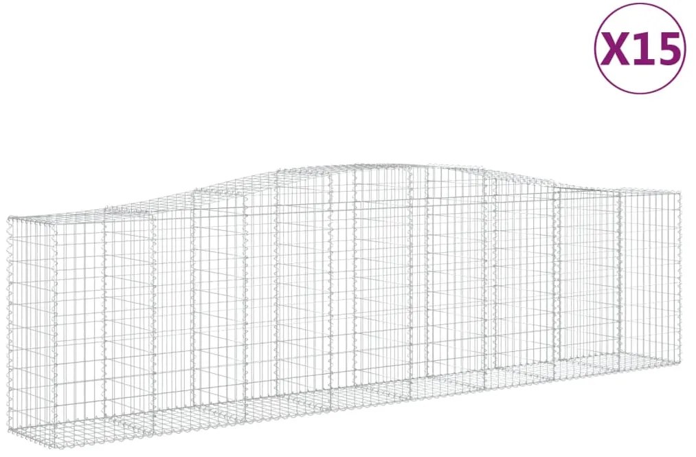 vidaXL Συρματοκιβώτια Τοξωτά 15 τεμ. 400x50x100/120 εκ. Γαλβαν. Ατσάλι