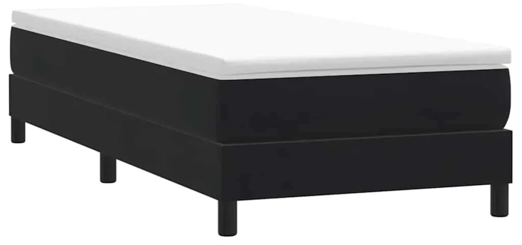 vidaXL Κρεβάτι Boxspring με Στρώμα Μαύρο 80x220 εκ. Βελούδινο