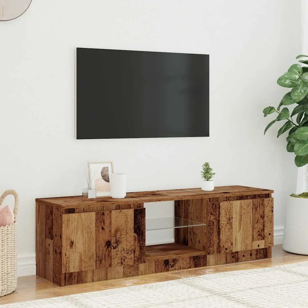 vidaXL Έπιπλο Τηλεόρασης LED Όψη Παλαιού Ξύλου 140x40x36εκ