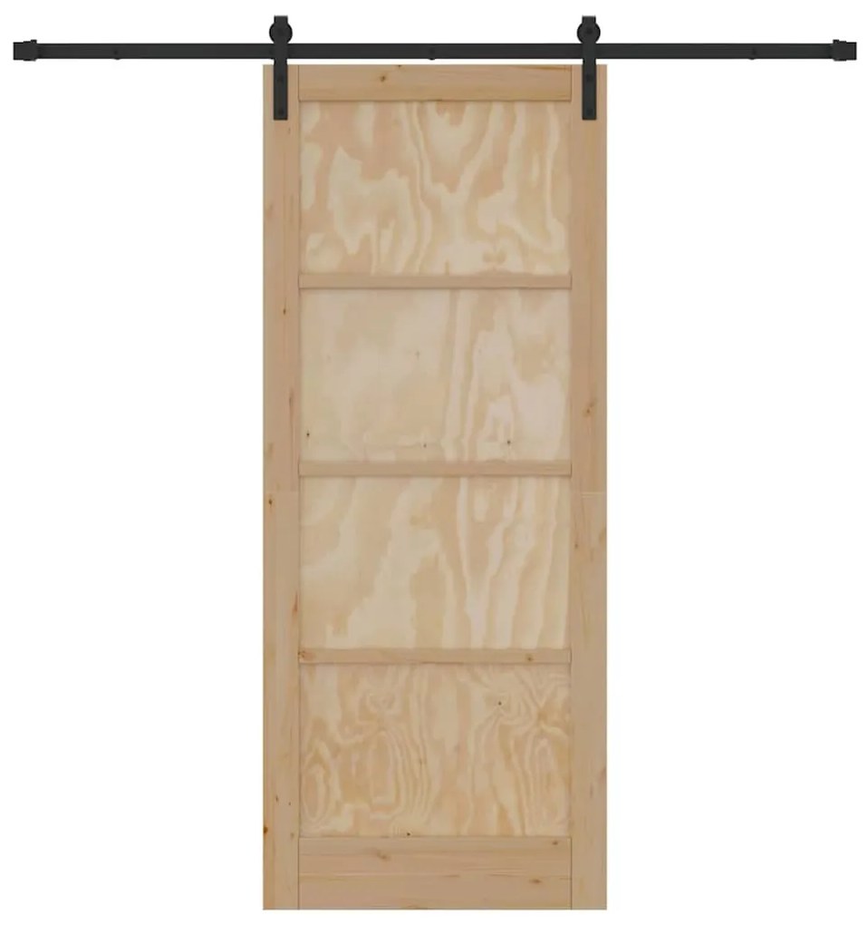 vidaXL Συρόμενη Πόρτα Φυσικό και μαύρο 86 x 211 cm