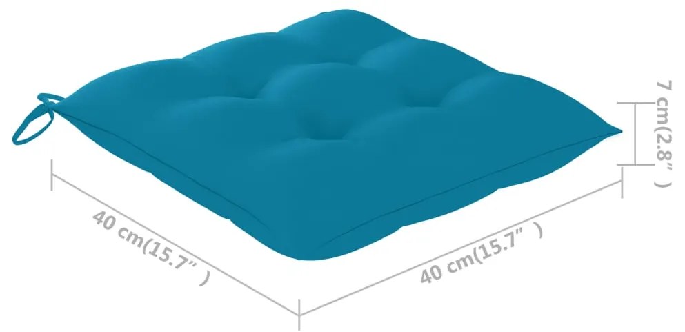 Καρέκλες Κήπου 2 τεμ. από Μασίφ Ξύλο Teak με Γαλάζια Μαξιλάρια - Μπλε