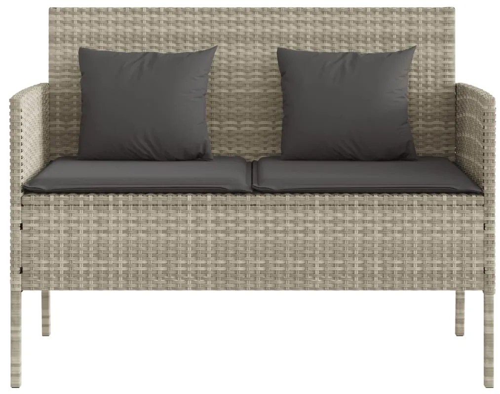 vidaXL Πάγκος Κήπου Ανοιχτό Γκρι από Συνθετικό Ρατάν με Μαξιλάρια