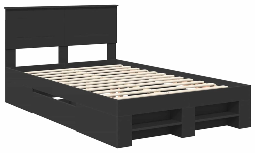 vidaXL Σκελετός Κρεβατιού Μαύρο 137 x 203 εκ. Επεξεργασμένο ξύλο