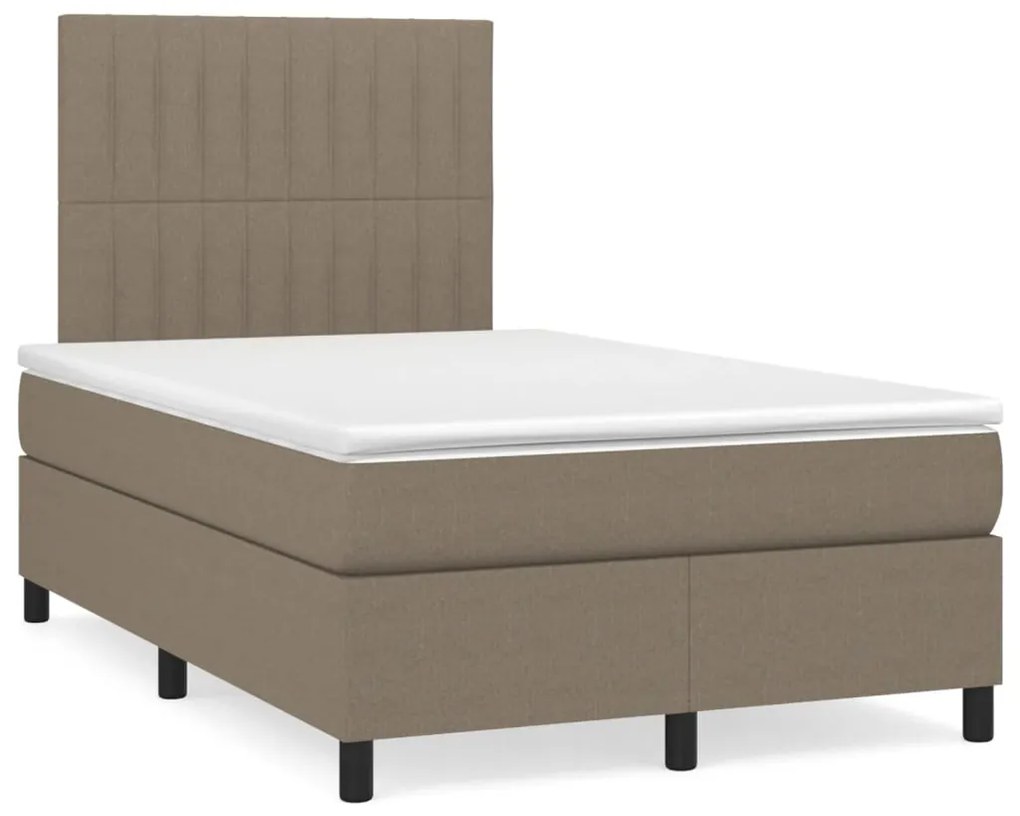 vidaXL Κρεβάτι Boxspring με Στρώμα &amp; LED Taupe 120x190 εκ. Υφασμάτινο