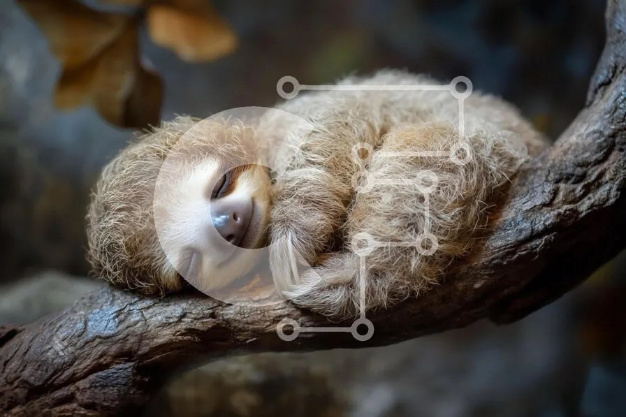 Intra Συλλεκτικό Ξύλινο Παζλ Plywood  4mm - Sleeping Sloth σε ένα κλαδί Σε Ξύλινο Κουτί - Διαστάσεις: 10x10 cm – 25 κομμάτια