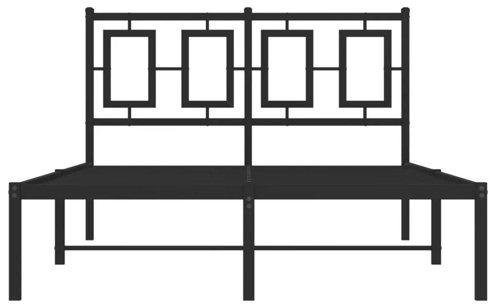 vidaXL Πλαίσιο Κρεβατιού με Κεφαλάρι Μαύρο 120 x 190 εκ. Μεταλλικό