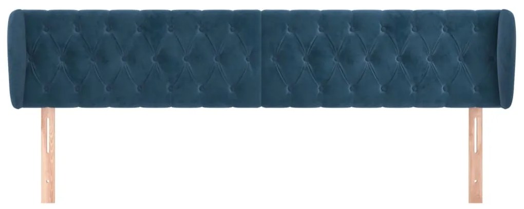 vidaXL Κεφαλάρι με Πτερύγια Σκούρο Μπλε 203x23x78/88 εκ. Βελούδινο