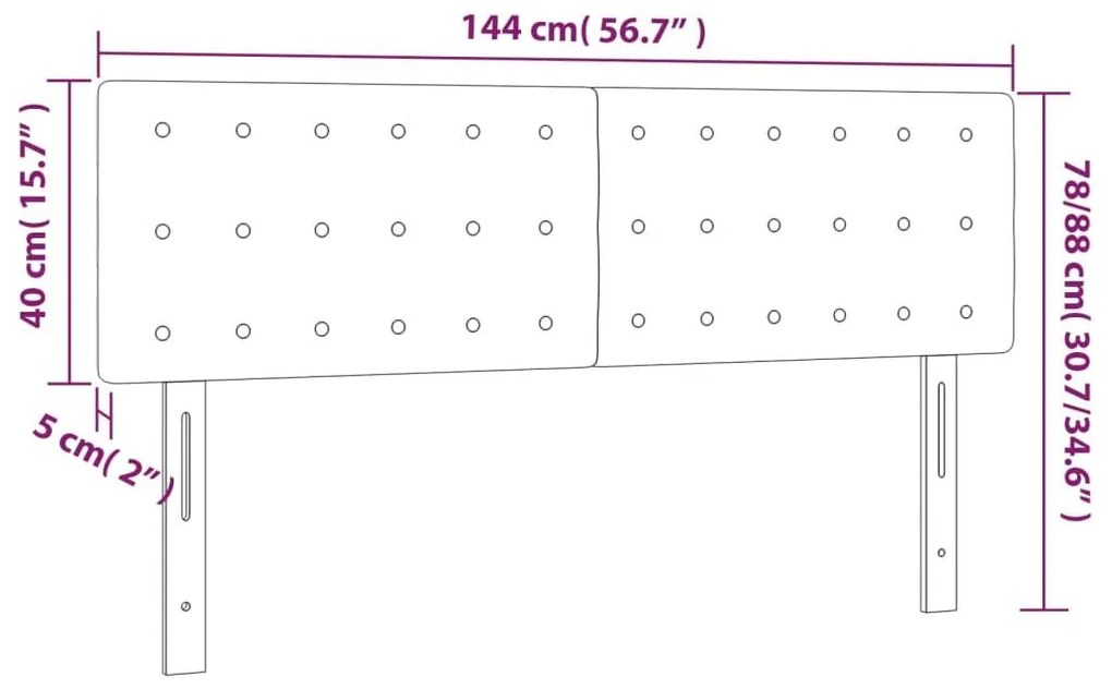 Κεφαλάρι Κρεβατιού LED Γκρι 144x5x78/88 εκ. από Συνθετικό Δέρμα - Γκρι