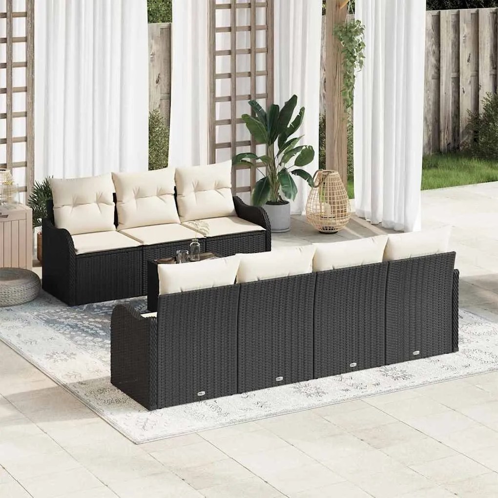 vidaXL Σετ Καναπέ Κήπου 8 pcs Μαύρο 55 x 55 x 37 εκ Πολυ ράταν