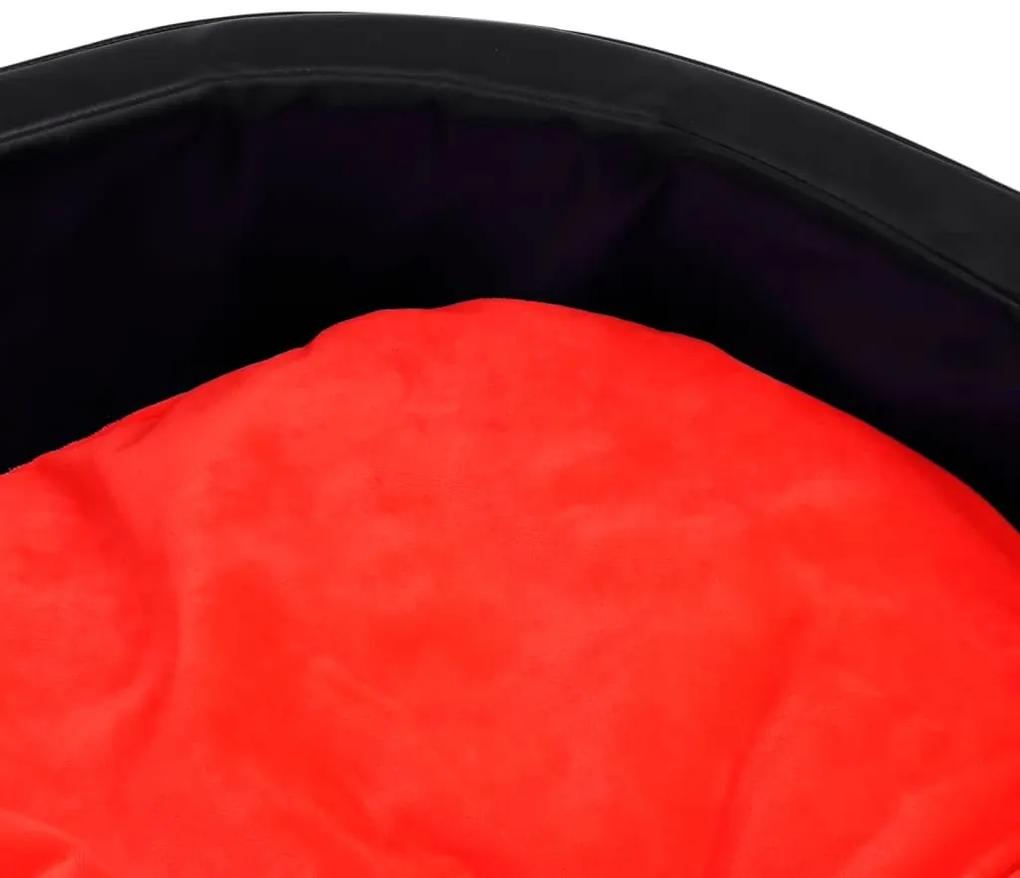 Κρεβάτι Σκύλου Μαύρο/Κόκκινο 99x89x21 εκ. Βελουτέ/Συνθ. Δέρμα - Μαύρο