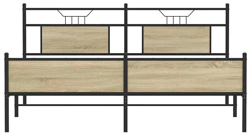 vidaXL Σκελετός Κρεβ. Χωρίς Στρώμα Sonoma Δρυς 180x200 εκ. Μεταλλικό