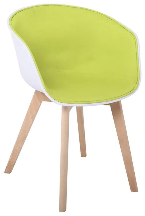 WOODWELL ΕΜ140,10OPTIM Πολυθρόνα PP Άσπρο, Ύφασμα Lime, Ξύλινο πόδι Οξιά 54x51x79cm ΕΜ140,10