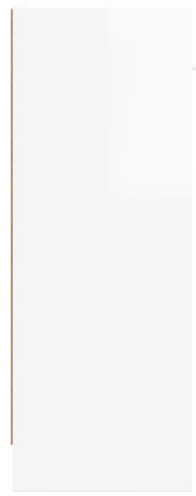 Ντουλάπι Γυαλιστερό Λευκό 91x28x75 εκ. από Επεξεργασμένο Ξύλο - Λευκό