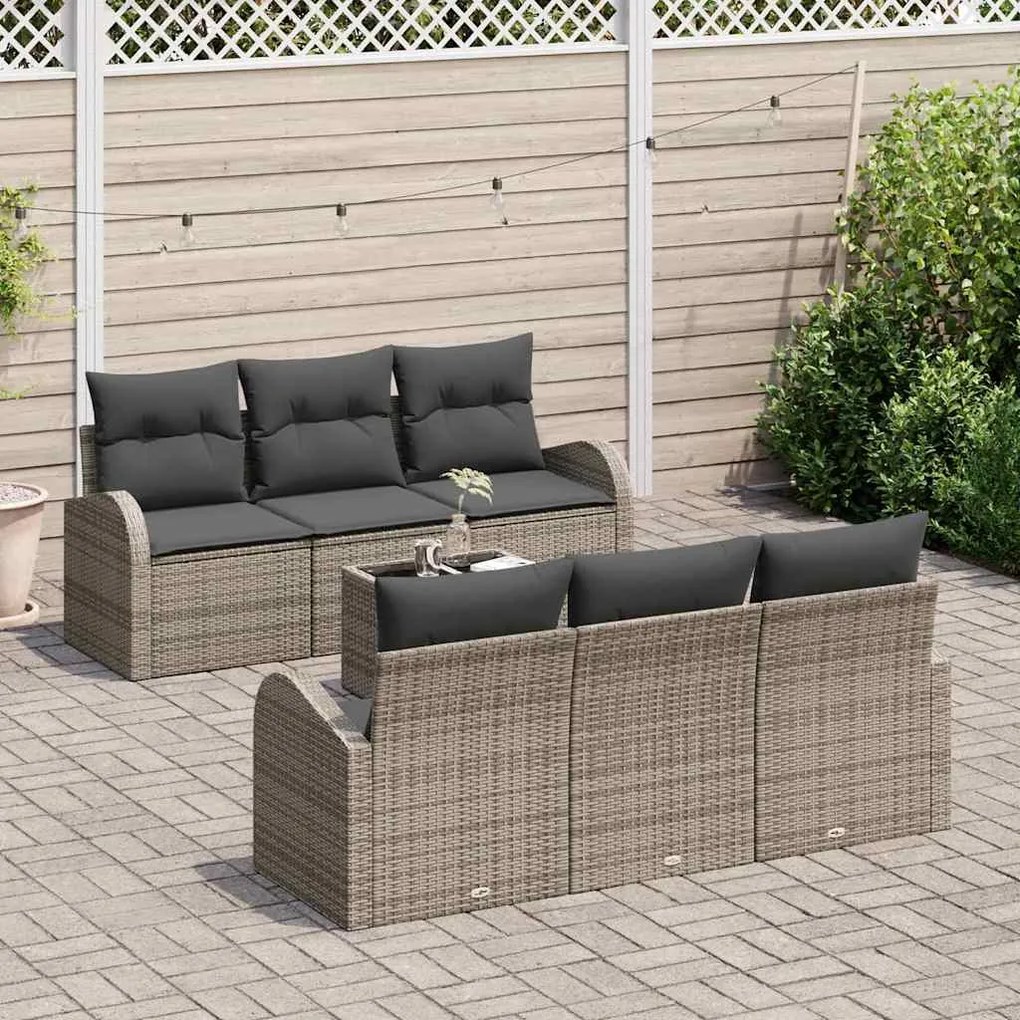 vidaXL Σετ Καναπέ Κήπου 7 pcs Γκρι 55 x 55 x 37 εκ Πολυ ράταν