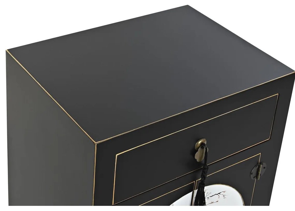 Κομοδίνο DKD Home Decor Λευκό Μαύρο Χρυσό Έλατο Ξύλο MDF 45 x 36 x 66 cm