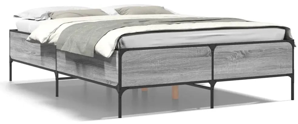 vidaXL Πλαίσιο Κρεβατιού Γκρι Sonoma 160x200 εκ. Επεξ. Ξύλο &amp; Μέταλλο