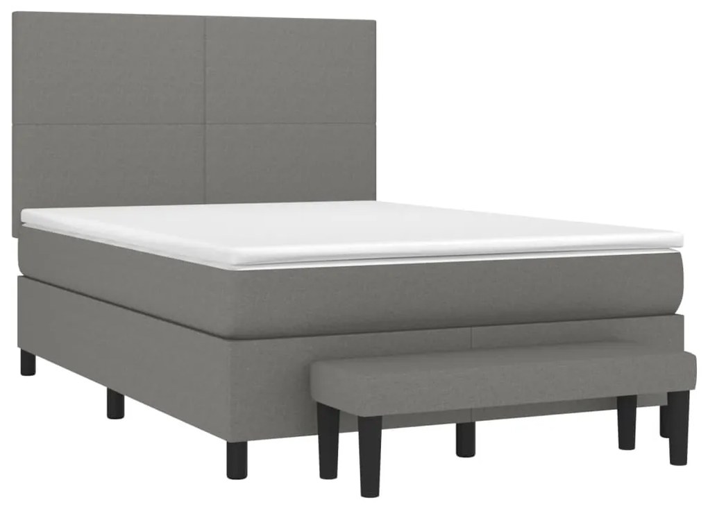 vidaXL Κρεβάτι Boxspring με Στρώμα Σκούρο Γκρι 140x190 εκ. Υφασμάτινο