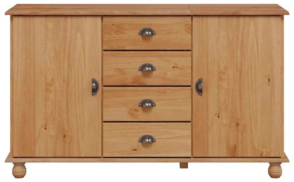 vidaXL Πλαϊνό γραφείο ASKIM Καφέ 133.5 x 40 x 79 εκ. Μασίφ ξύλο πεύκου