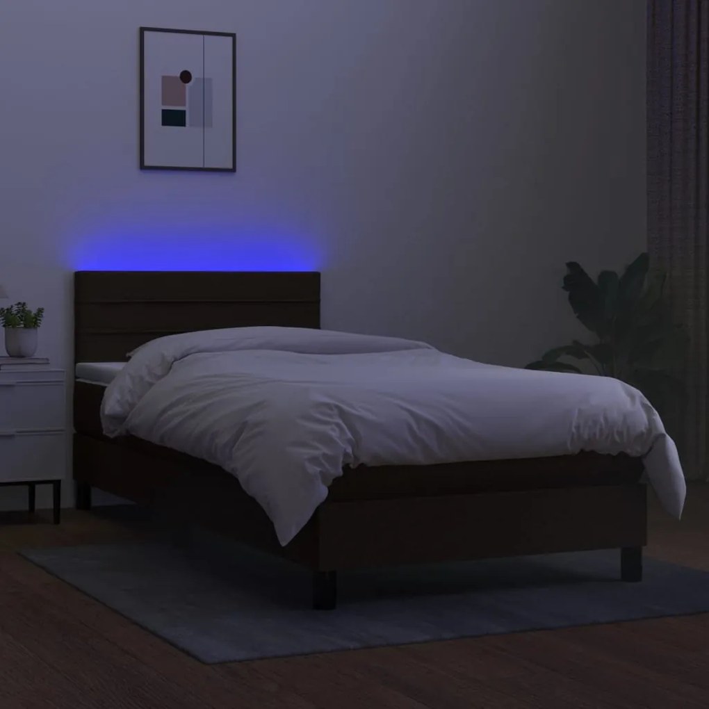 ΚΡΕΒΑΤΙ BOXSPRING ΜΕ ΣΤΡΩΜΑ &amp; LED ΜΑΥΡΟ 90X190 ΕΚ. ΥΦΑΣΜΑΤΙΝΟ 3133199