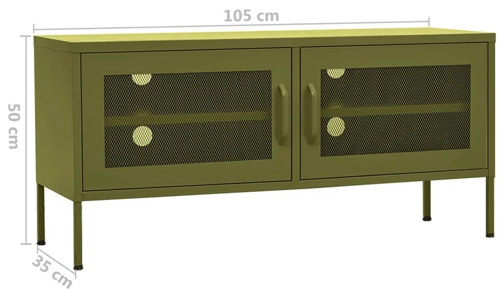 Έπιπλο Τηλεόρασης Πράσινο Λαδί 105x35x50 εκ. από Ατσάλι - Πράσινο