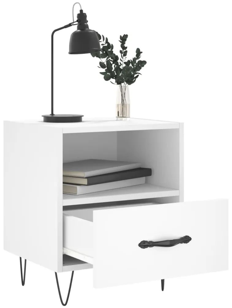 vidaXL Κομοδίνο Λευκό 40 x 35 x 47,5 εκ. από Επεξεργασμένο Ξύλο