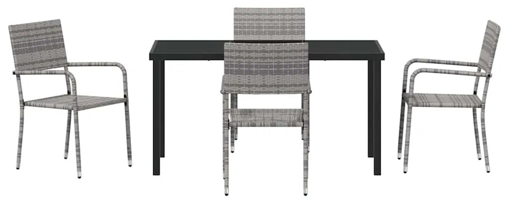 vidaXL Σέτ φαγητού για κήπο με μαξιλάρι 5 pcs Γκρι συνθετικό ρατάν