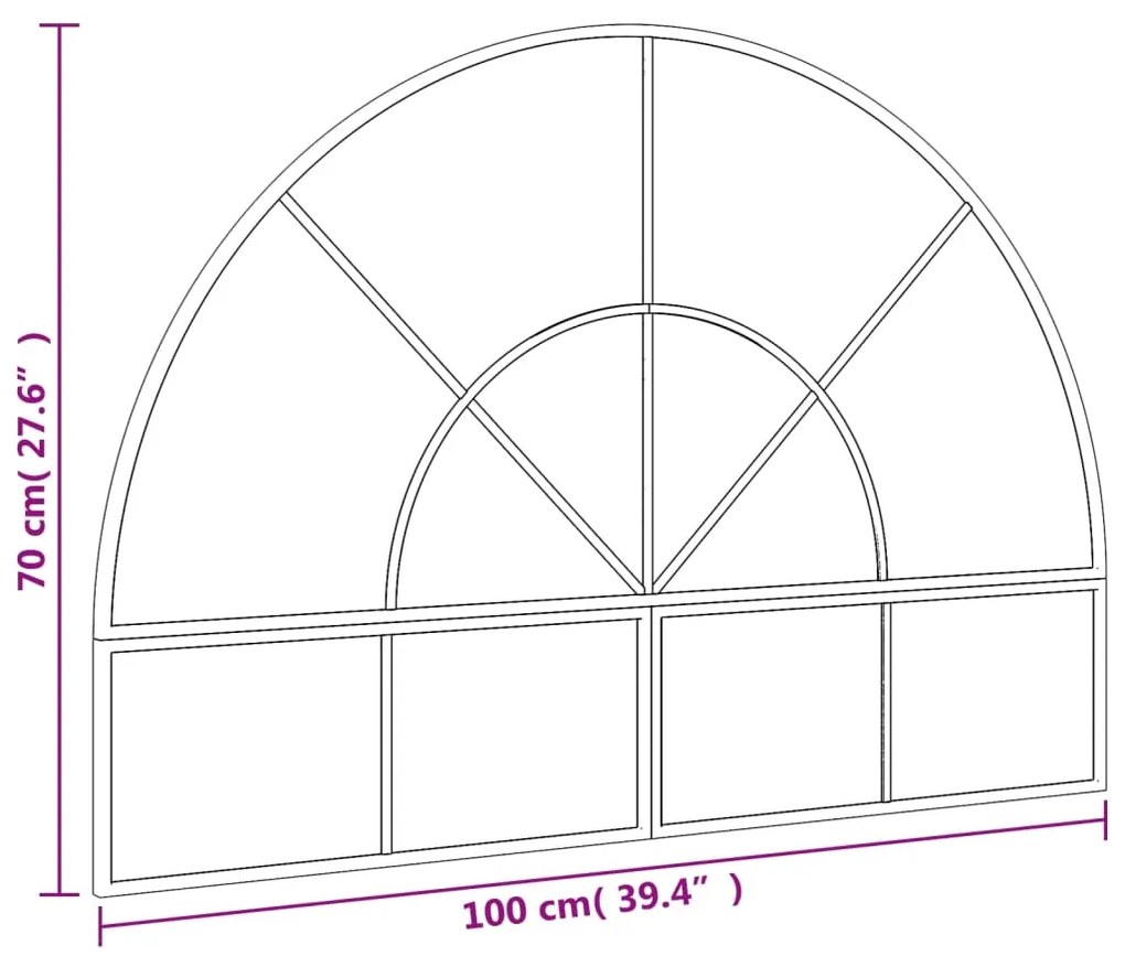 Καθρέφτης Τοίχου Αψίδα Μαύρος 100x70 εκ. από Σίδερο - Μαύρο