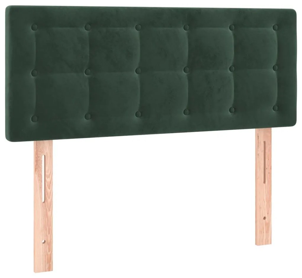 Κρεβάτι Boxspring με Στρώμα &amp; LED Σκ. Πράσινο 90x190 εκ Βελούδο - Πράσινο