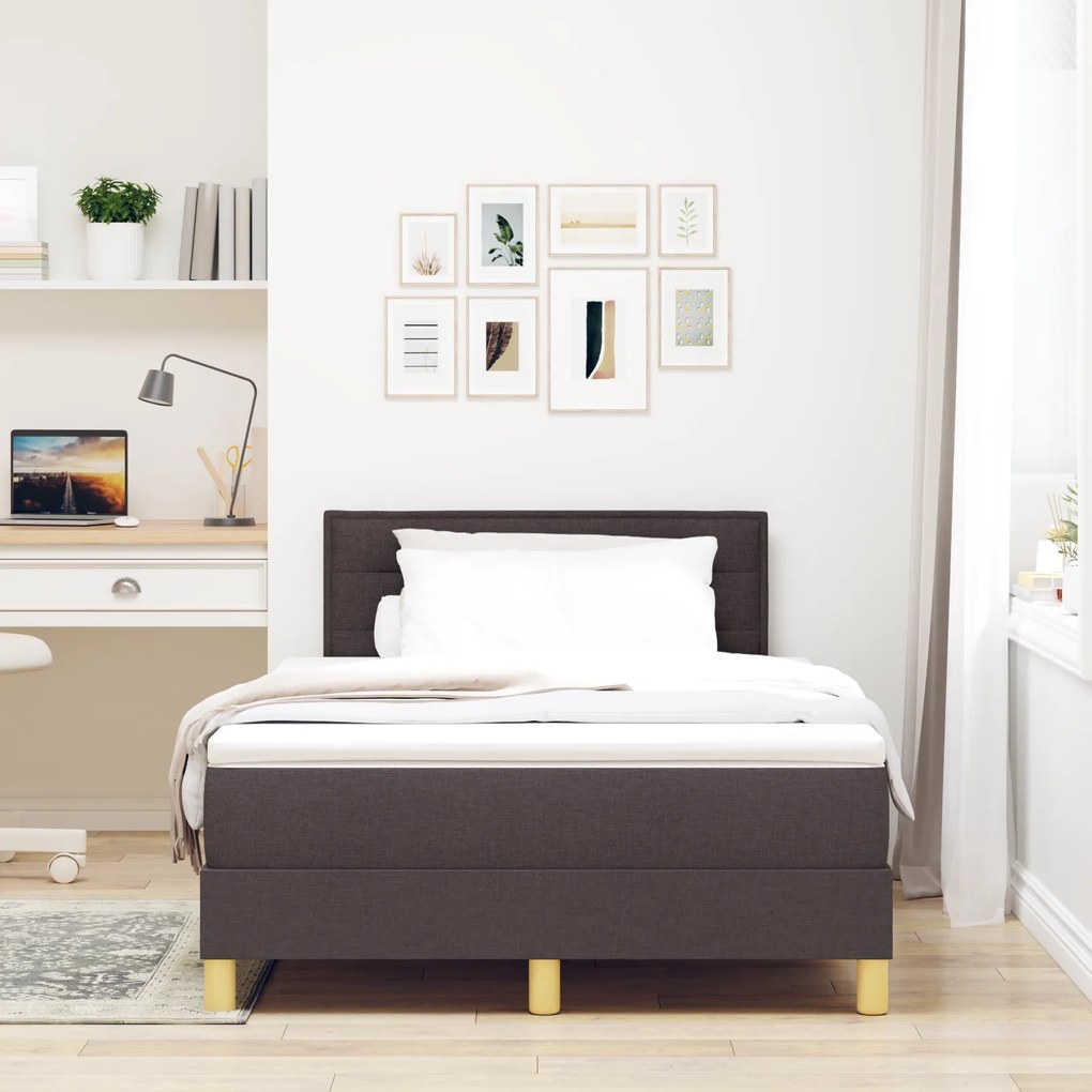 vidaXL Box Spring Κρεβάτι Σκούρο καφέ Ξύλο 120 x 200 cm Ανθεκτικό