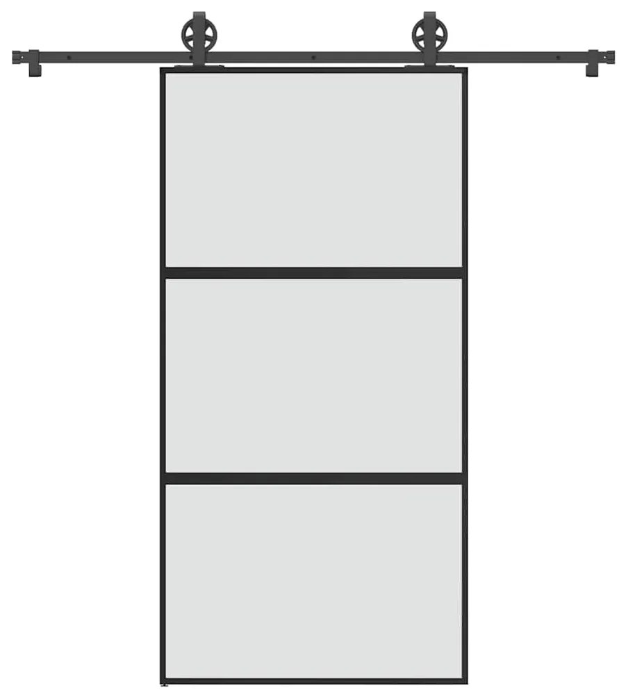 Συρόμενη πόρτα με σετ υλικού 102,5x205 cm από γυαλί&amp;Αλουμίνιο - Μαύρο