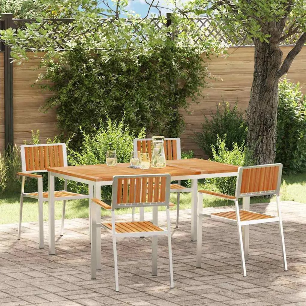 vidaXL Σέτ φαγητού για κήπο 5 pcs Καφέ Μασίφ ξύλο teak