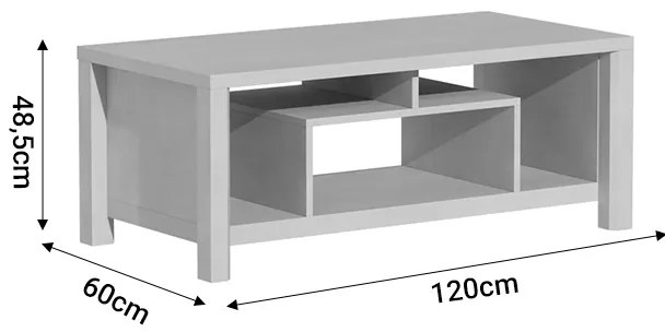 Τραπέζι σαλονιού Tracy pakoworld λευκό-γκρι 120x60x48.5εκ