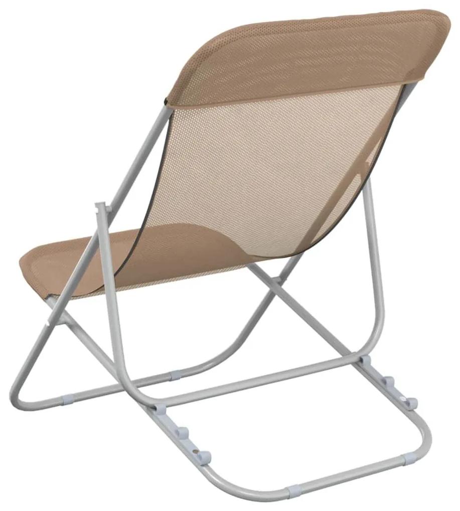 Καρέκλες Παραλίας Πτυσ. 2 τεμ. Taupe Textilene&amp;Ατσάλι με Πούδρα - Μπεζ-Γκρι