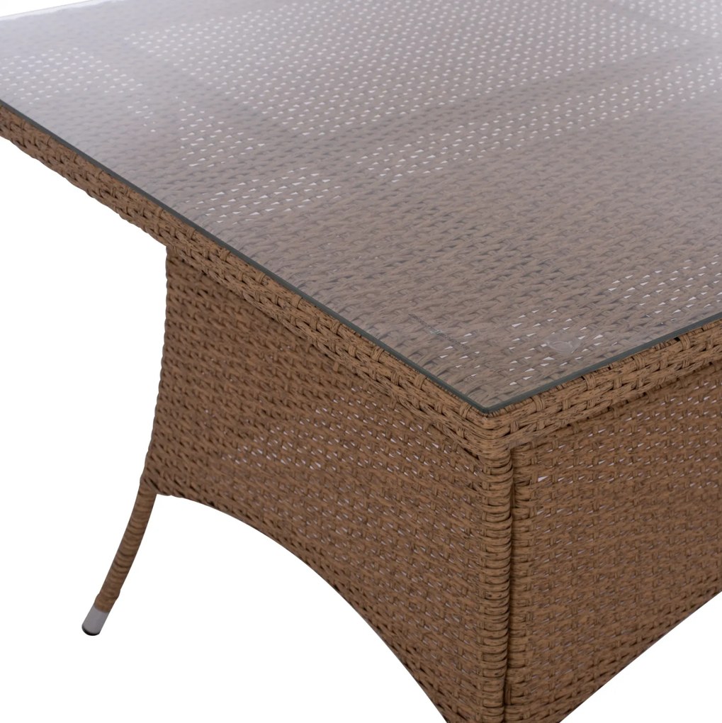 ΤΡΑΠΕΖΙ ΜΕΤΑΛΛΙΚΟ MINSK RATTAN ΜΠΕΖ ΚΑΦΕ HM5507.02 150x90x75 εκ. - 0602994 - HM5507.02