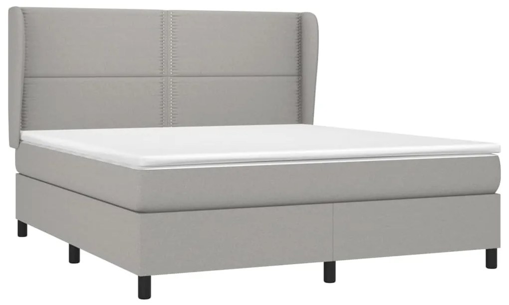 Κρεβάτι Boxspring με Στρώμα Ανοιχτό Γκρι 180x200 εκ. Υφασμάτινο - Γκρι